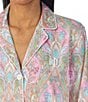 Color:Multi Paisley - Image 3 - Petite Size Sateen Multi Paisley Long Sleeve Notch Collar Long Pant Pajama Set