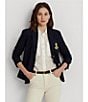 Color:Lauren Navy - Image 5 - Petite Size Signature Bullion Patch Two Button Jacquard Blazer