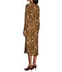 Lauren Ralph Lauren Petite Size Snake Print Georgette Point Collar Long Sleeve Button Front Midi Shirtdress - Image 4