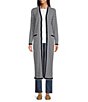 Color:French Navy/White - Image 3 - Petite Size Stripe Silk Blend V-Neck Button Front Long Cardigan