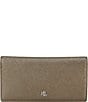 Lauren Ralph Lauren Pewter Metallic Crosshatch Leather Slim Snap Wallet, Color:Pewter - Image 1