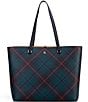 Lauren Ralph Lauren Plaid Leather Large Karly Tote Bag, Color:Deco Tartan - Image 1