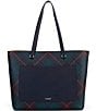 Lauren Ralph Lauren Plaid Leather Large Karly Tote Bag, Color:Deco Tartan - Image 2