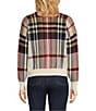 Color:Multi - Image 2 - Plaid Wool Blend Long Sleeve Crew Neck Sweater