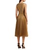 Color:Classic Camel/Gold Foil - Image 2 - Pleated Metallic Chiffon Cocktail Dress