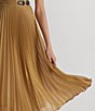 Color:Classic Camel/Gold Foil - Image 4 - Pleated Metallic Chiffon Cocktail Dress