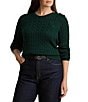 Lauren Ralph Lauren Plus Cable Knit Crew Neck Long Sleeve Sweater Top - Image 1