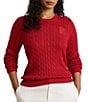 Lauren Ralph Lauren Plus Cable Knit Crew neck Long Sleeves Shoulder Button Sweater Top - Image 1