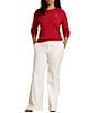 Lauren Ralph Lauren Plus Cable Knit Crew neck Long Sleeves Shoulder Button Sweater Top - Image 3