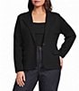 Lauren Ralph Lauren Plus Cotton Blend Notch Lapel Long Sleeve Blazer - Image 1