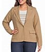 Lauren Ralph Lauren Plus Cotton Blend Notch Lapel Long Sleeve Blazer - Image 1