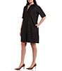 Lauren Ralph Lauren Plus Size Split Point Collar Short Sleeve Denim Shift Dress, Color:Nightfall - Image 1