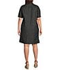 Lauren Ralph Lauren Plus Size Split Point Collar Short Sleeve Denim Shift Dress, Color:Nightfall - Image 2