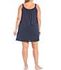 Color:Navy - Image 2 - Plus Dot Print Short Cotton Nightgown
