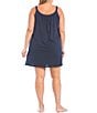 Lauren Ralph Lauren Plus Dot Print Short Cotton Nightgown, Color:Navy - Image 2