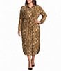 Lauren Ralph Lauren Plus Georgette Print Point Collar Long Sleeve Shirt Dress - Image 1