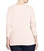 Color:Pink - Image 2 - Plus Size Long Sleeve Crew Neck Stretch Top