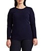 Lauren Ralph Lauren Plus Size Long Sleeve Crew Neck Stretch Top - Image 1