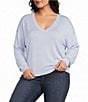 Lauren Ralph Lauren Plus Size Modal Silk Blend V-Neck Long Sleeve Sweater Top - Image 1