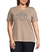 Lauren Ralph Lauren Plus Size Beaded-Crest Cotton Jersey Tee, Color:Adirondack Heather - Image 1