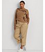 Color:Classic Camel - Image 4 - Plus Size Belt Motif Cotton Blend Sweater