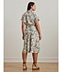 Lauren Ralph Lauren Plus Size Crepe de Chine Abstract Print Camp Collar Short Sleeve Belted Shirt Dress, Color:Cream Multi - Image 5