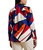 Lauren Ralph Lauren Plus Size Crepe de Chine Abstract Print Point Collar Long Sleeve Button-Front Shirt, Color:Blue Multi - Image 2