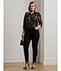 Lauren Ralph Lauren Plus Size Crepe de Chine Belting Print Point Collar Long Sleeve Button Front Shirt, Color:Black/Tan - Image 6