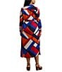 Lauren Ralph Lauren Plus Size Crepe de Chine Printed Point Collar Long Sleeve Button-Front Self-Tie Waist Midi Shirtdress, Color:Blue Multi - Image 2