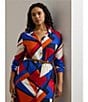 Lauren Ralph Lauren Plus Size Crepe de Chine Printed Point Collar Long Sleeve Button-Front Self-Tie Waist Midi Shirtdress, Color:Blue Multi - Image 4