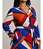 Lauren Ralph Lauren Plus Size Crepe de Chine Printed Point Collar Long Sleeve Button-Front Self-Tie Waist Midi Shirtdress, Color:Blue Multi - Image 6
