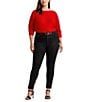 Color:Martin Red Lurex - Image 3 - Plus Size Dolman Long Sleeve Boat Neck Sweater