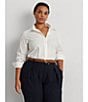 Lauren Ralph Lauren Plus Size Easy Care Point Collar Long Sleeve Button Front Shirt, Color:White - Image 4