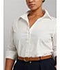 Lauren Ralph Lauren Plus Size Easy Care Point Collar Long Sleeve Button Front Shirt, Color:White - Image 6