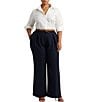 Lauren Ralph Lauren Plus Size Easy Care Point Collar Long Sleeve Button Front Shirt, Color:White - Image 3