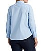 Color:Blue - Image 2 - Plus Size Easy Care Point Collar Long Sleeve Button Front Shirt