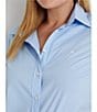 Color:Blue - Image 4 - Plus Size Easy Care Point Collar Long Sleeve Button Front Shirt