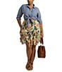 Color:Cream Blue Multi - Image 3 - Plus Size Floral Ruffle Trim Georgette Skirt