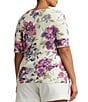 Color:White Multi - Image 2 - Plus Size Floral Stretch Boat Neckline 3/4 Sleeve Tee