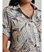 Lauren Ralph Lauren Plus Size Linen Abstract Print Point Collar Short Sleeve Button-Front Shirt, Color:Cream Multi - Image 4