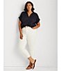 Color:Lauren Navy - Image 4 - Plus Size Point Collar Short Sleeve Linen Shirt