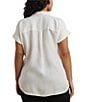 Lauren Ralph Lauren Plus Size Point Collar Short Sleeve Linen Shirt - Image 2