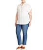 Lauren Ralph Lauren Plus Size Point Collar Short Sleeve Linen Shirt ...