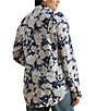 Lauren Ralph Lauren Plus Size Linen Floral Point Collar Long Roll-Tab Sleeve Button-Front Shirt, Color:White/Navy - Image 2
