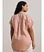 Lauren Ralph Lauren Plus Size Linen Point Collar Short Sleeve Button-Front Shirt, Color:Sunrise Blush - Image 5