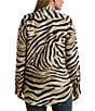 Lauren Ralph Lauren Plus Size Linen Zebra Print Point Collar Long Sleeve Button-Front Shirt, Color:Cream/Brown - Image 2