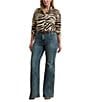 Lauren Ralph Lauren Plus Size Linen Zebra Print Point Collar Long Sleeve Button-Front Shirt, Color:Cream/Brown - Image 3