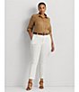 Color:Spring Khaki - Image 3 - Plus Size Point Collar Long Roll-Tab Sleeve Button Front Linen Shirt