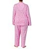 Color:Pink Paisley - Image 2 - Plus Size Long Sleeve Notch Collar Knit Paisley Print Pajama Set