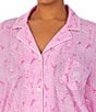Color:Pink Paisley - Image 3 - Plus Size Long Sleeve Notch Collar Knit Paisley Print Pajama Set